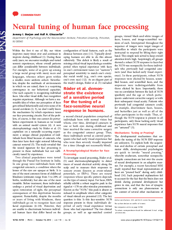 (PDF) Neural tuning of human face processing