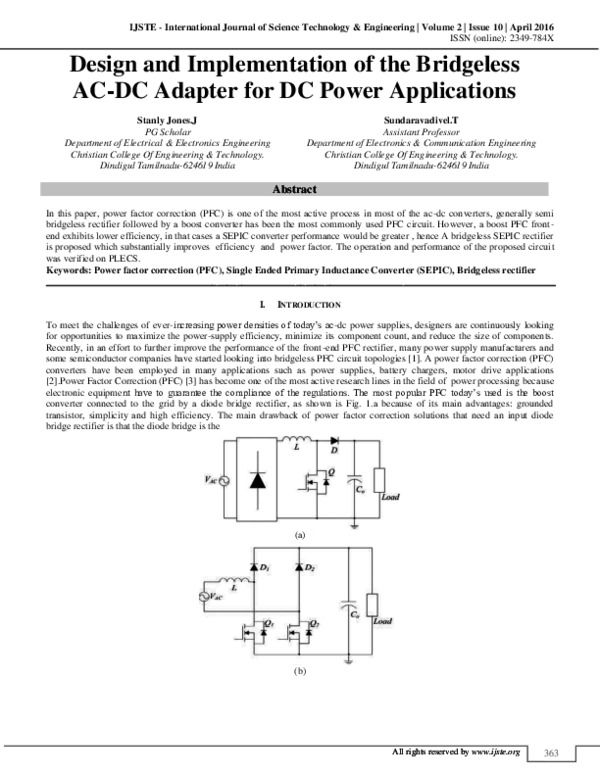 (PDF) Design and Implementation of the Bridgeless AC-DC Adapter for DC ...
