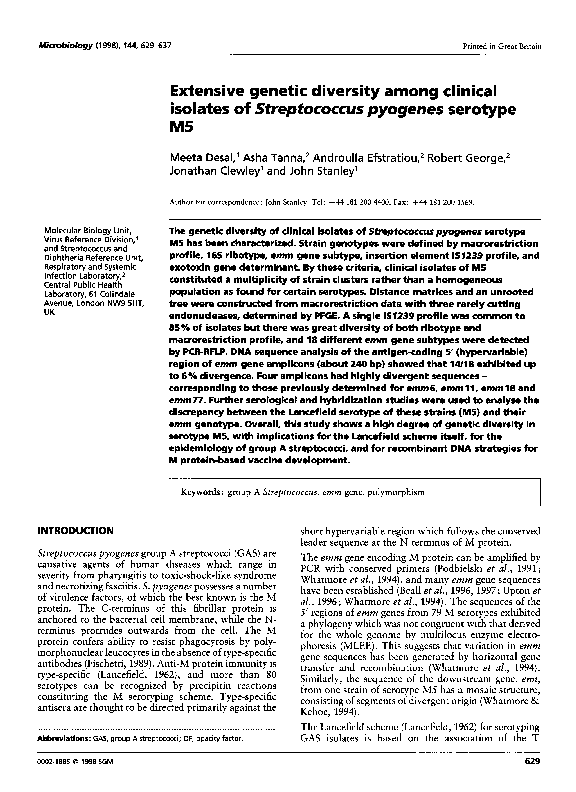 (PDF) Extensive genetic pyogen