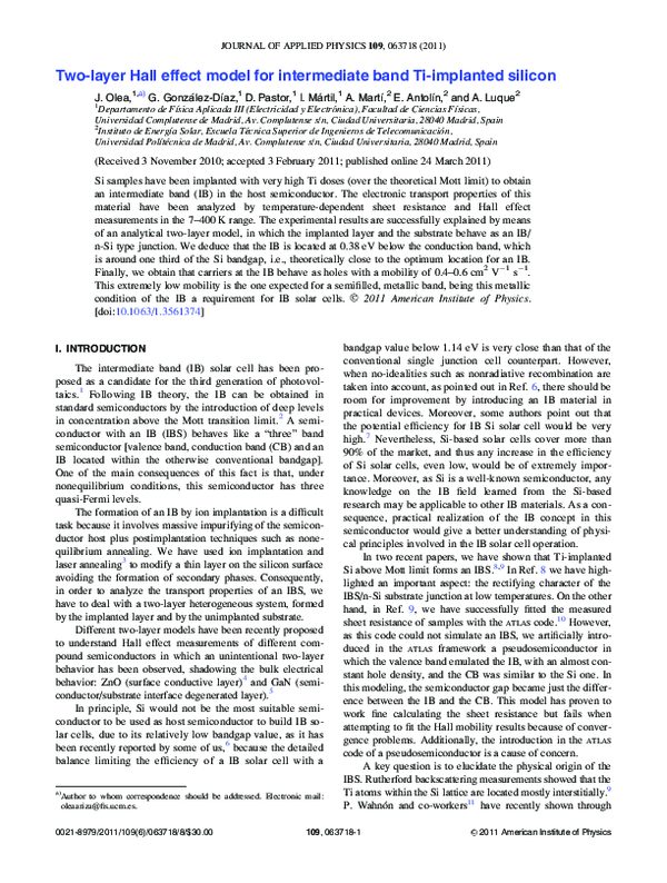 (PDF) Two-layer Hall effect model for intermediate band Ti-implanted ...