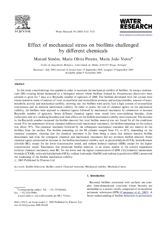 (PDF) Effect of mechanical stress on biofilms challenged by different ...