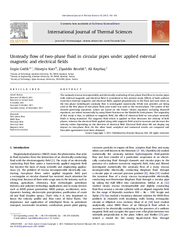 (PDF) Unsteady flow of two-phase fluid in circular pipes under applied ...