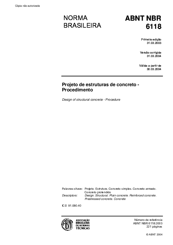 (PDF) ABNT 6118 Projeto de estruturas de concreto procedimento
