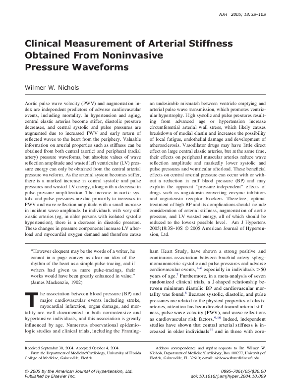 (PDF) Clinical measurement of arterial stiffness obtained from ...