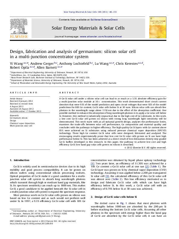 (PDF) Design, fabrication and analysis of germanium: silicon solar cell ...