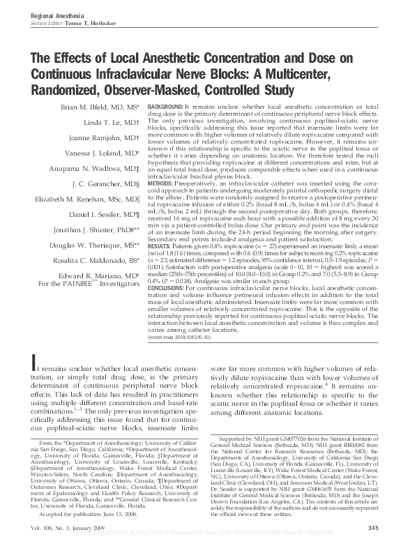 (PDF) The Effects of Local Anesthetic Concentration and Dose on