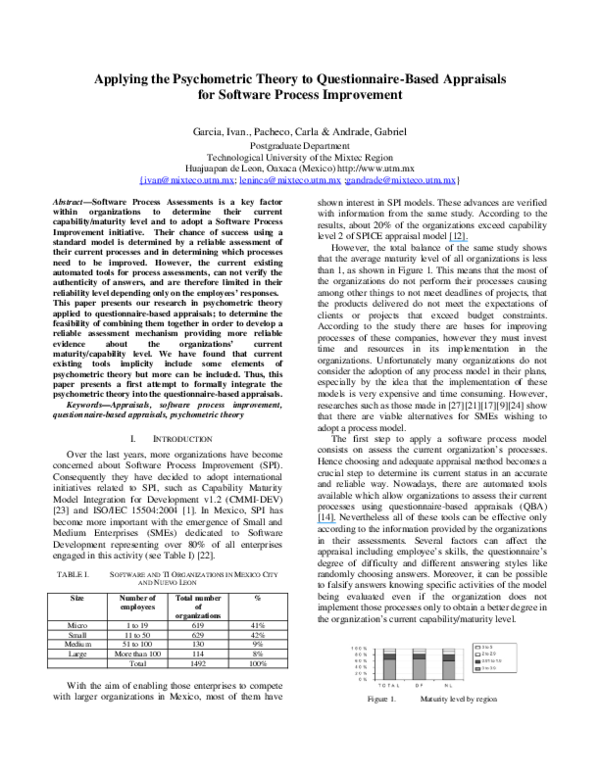 (PDF) Psychometric theory applied to questionnaire-based appraisals on ...