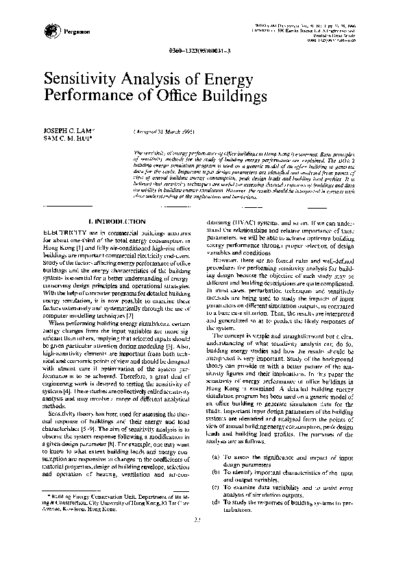 (PDF) Sensitivity analysis of energy performance of office buildings