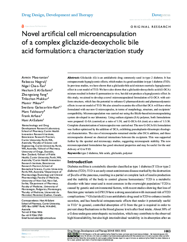 (PDF) Novel artificial cell microencapsulation of a complex gliclazide ...