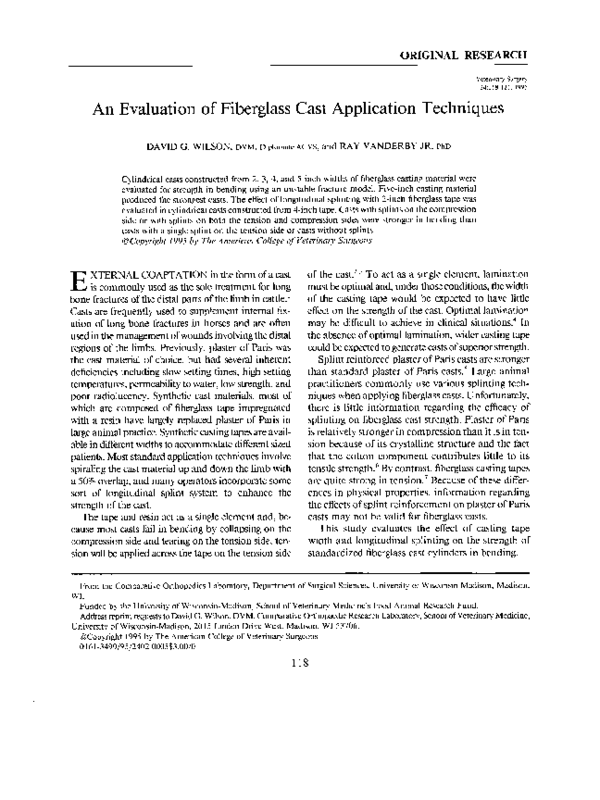 (PDF) An Evaluation of Fiberglass Cast Application Techniques Ray