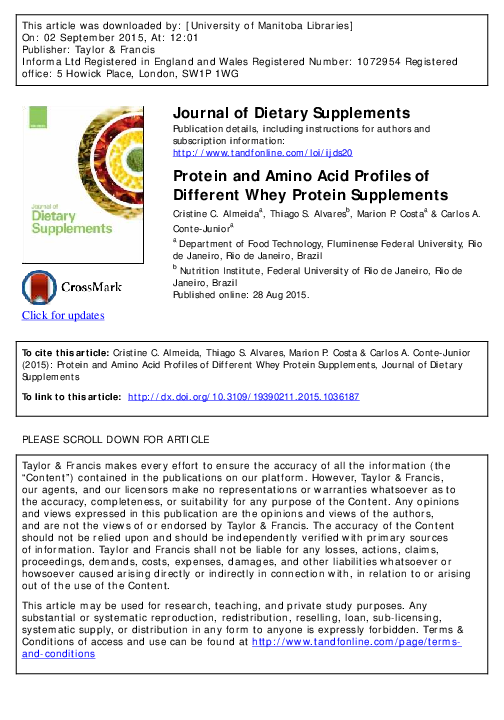 (PDF) Protein and Amino Acid Profiles of Different Whey Protein