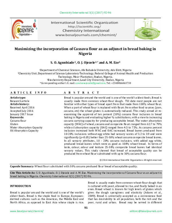 (PDF) Maximizing the incorporation of Cassava flour as an adjunct in ...