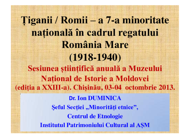 (PDF) Țiganii / Romii – a 7-a minoritate națională în cadrul regatului ...