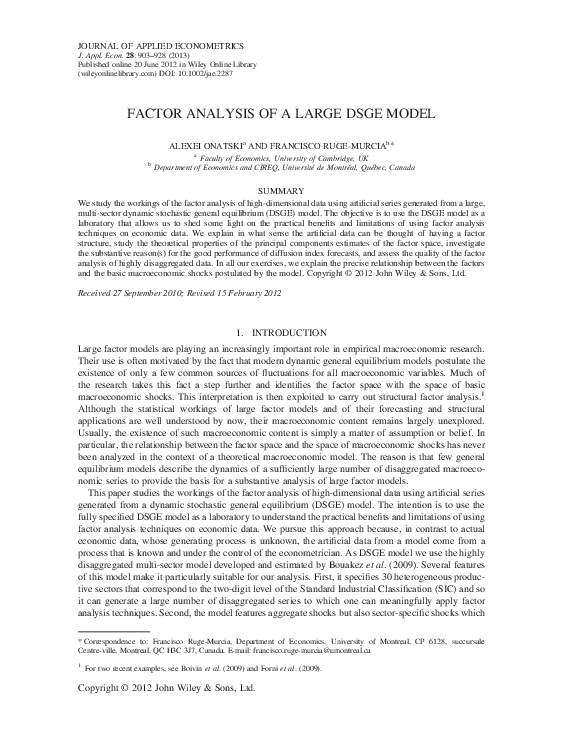 (PDF) Factor Analysis of a Large DSGE Model