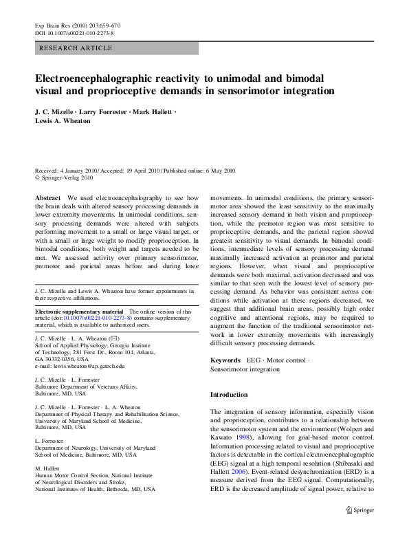 (PDF) Electroencephalographic reactivity to unimodal and bimodal visual ...