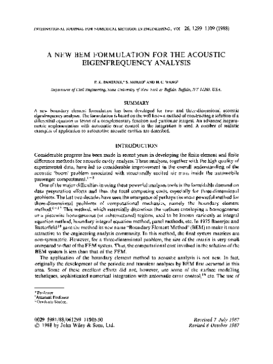 (PDF) A new BEM formulation for the acoustic eigenfrequency analysis