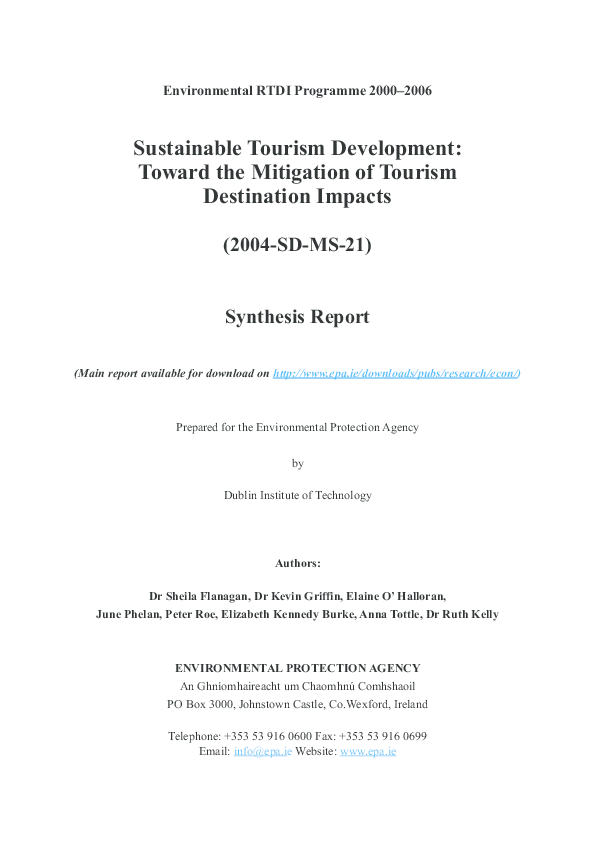 (PDF) Sustainable tourism development: toward the mitigation of tourism ...