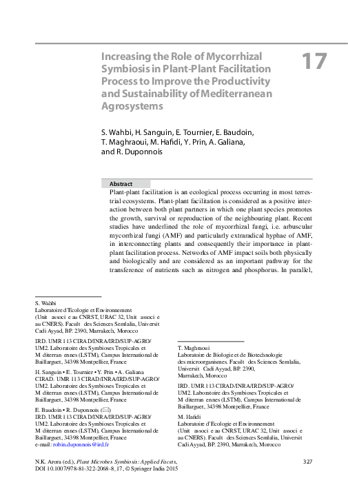 (PDF) Increasing the Role of Mycorrhizal Symbiosis in Plant-Plant ...