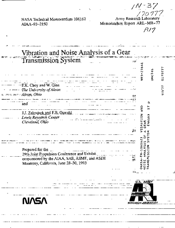 (PDF) Vibration and noise analysis of a gear transmission system J