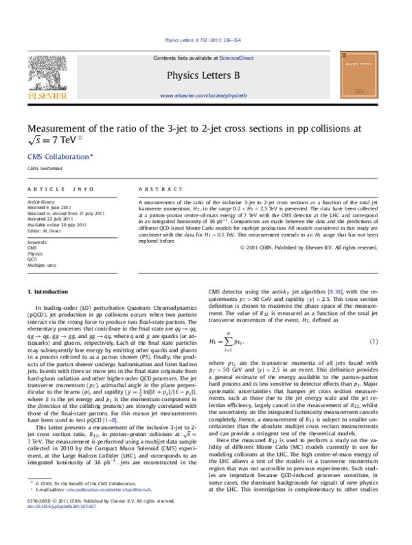 (PDF) Measurement of the ratio of the 3-jet to 2-jet cross sections in ...