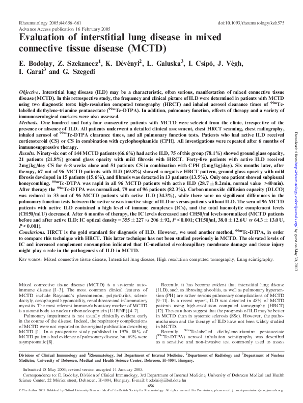 (PDF) Evaluation of interstitial lung disease in mixed connective
