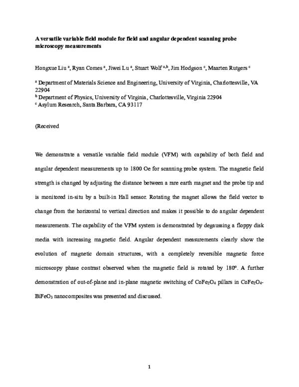 (PDF) A versatile variable field module for field and angular ...