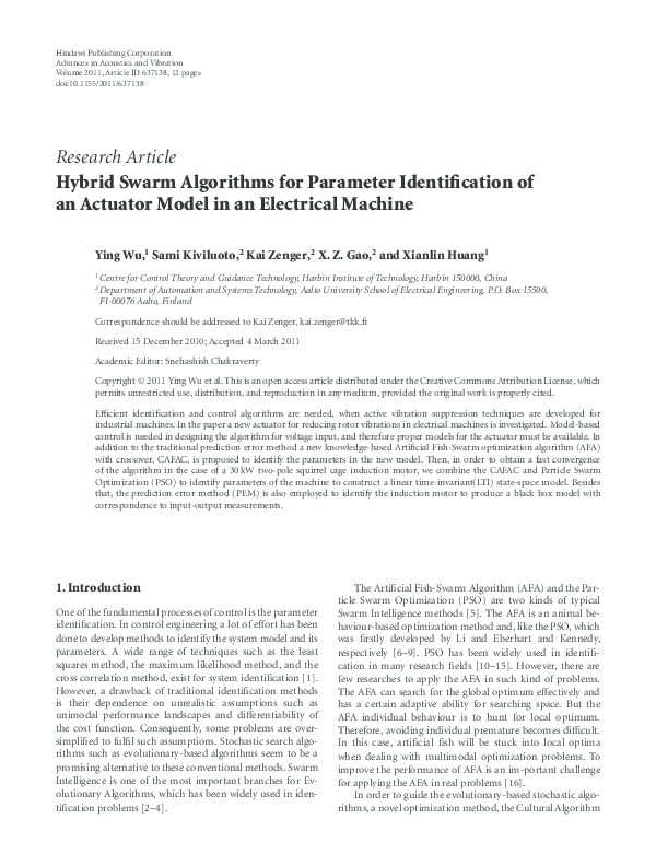 (PDF) Hybrid Swarm Algorithms for Parameter Identification of an ...