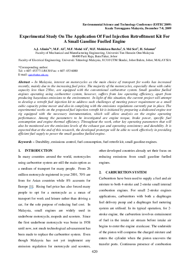 (PDF) Experimental study on the application of fuel injection ...