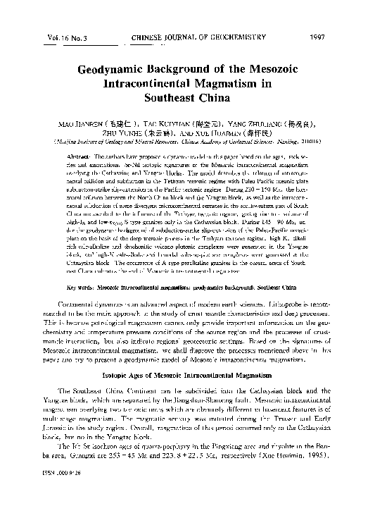 (PDF) Geodynamic background of the mesozoic intracontinental magmatism ...