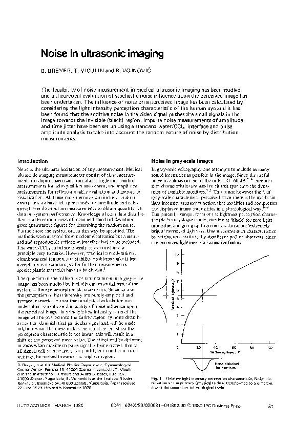 (PDF) Noise in ultrasonic imaging