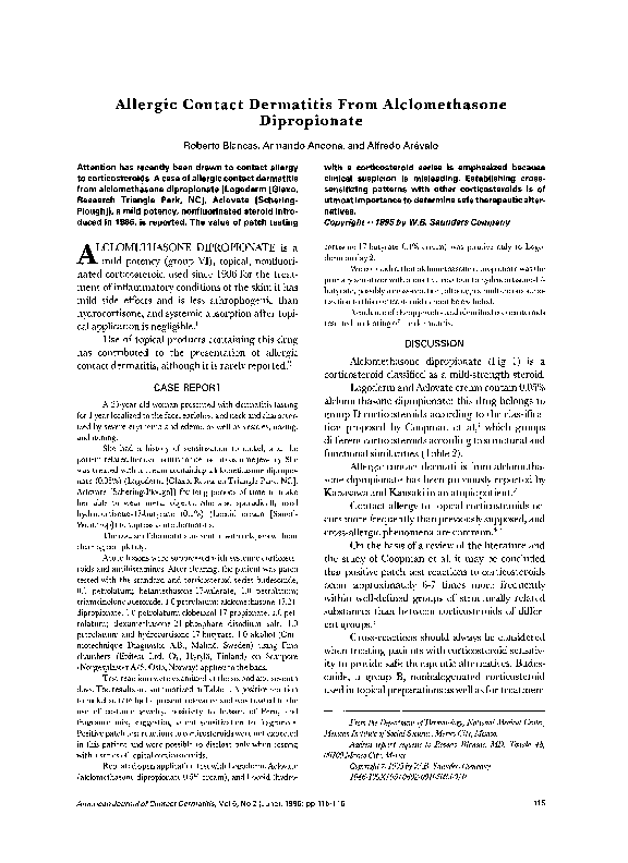 (PDF) Allergic contact dermatitis from alclomethasone dipropionate