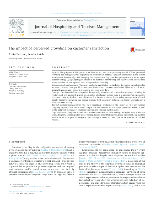 (PDF) The impact of perceived crowding on customer satisfaction