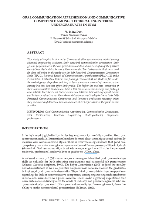 (PDF) ORAL COMMUNICATION APPREHENSION AND COMMUNICATIVE COMPETENCE ...