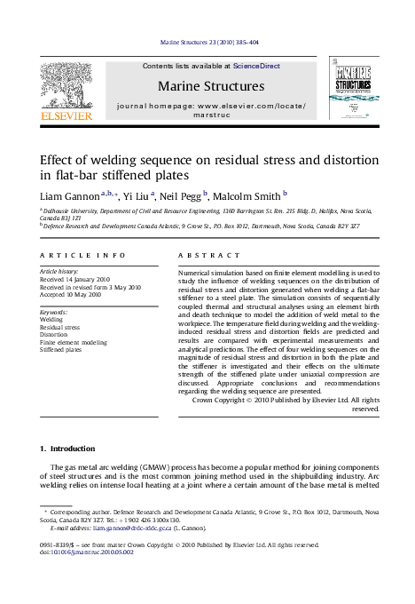 (PDF) Effect of welding sequence on residual stress and distortion in ...