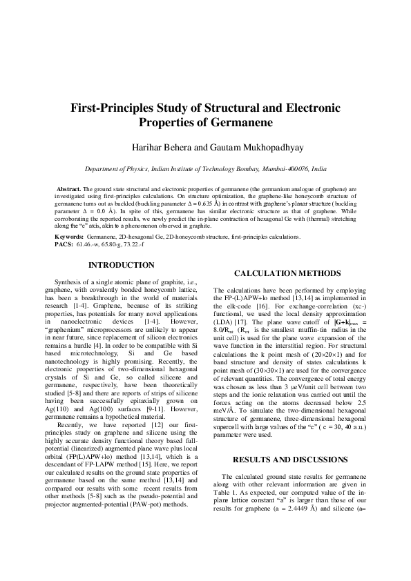 (PDF) First-Principles Study of Structural and Electronic Properties of ...