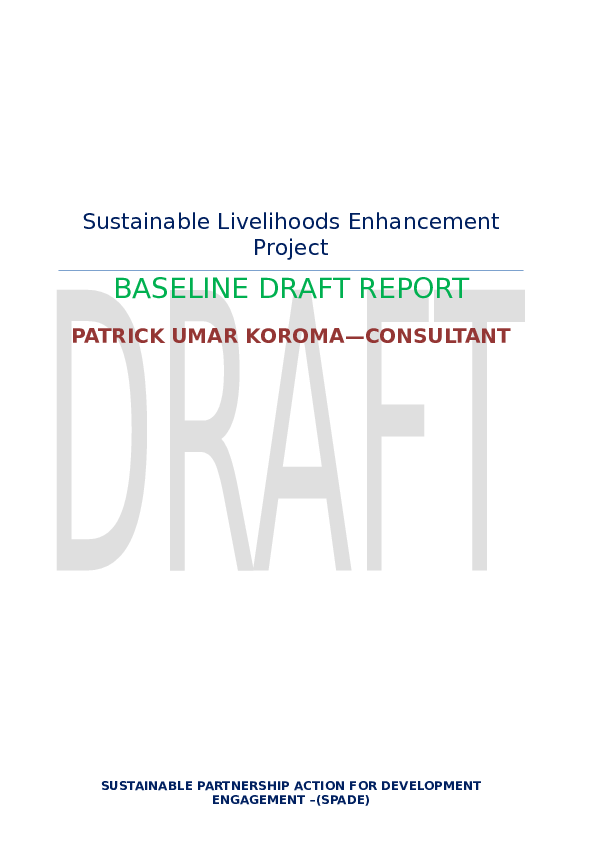 (DOC) Sustainable Livelihoods Enhancement Project BASELINE DRAFT REPORT ...