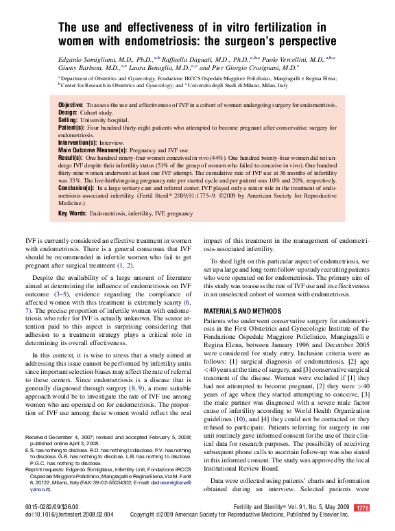 (PDF) The use and effectiveness of in vitro fertilization in women with ...