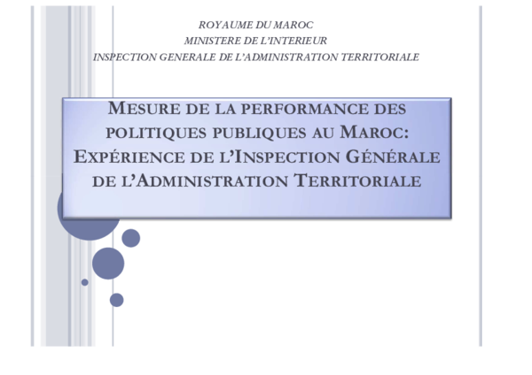 (PDF) MESURE DE LA PERFORMANCE DES POLITIQUES PUBLIQUES AU MAROC ...