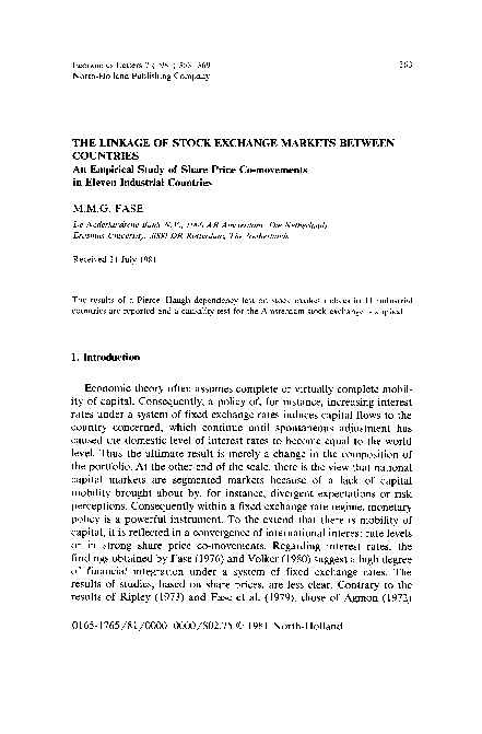 (PDF) The linkage of stock exchange markets between countries