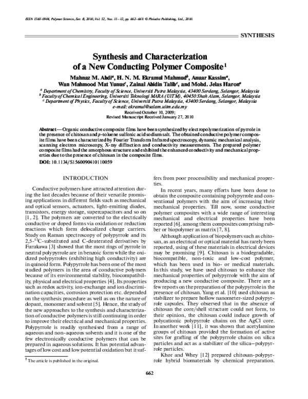 (PDF) Synthesis and characterization of a new conducting polymer composite