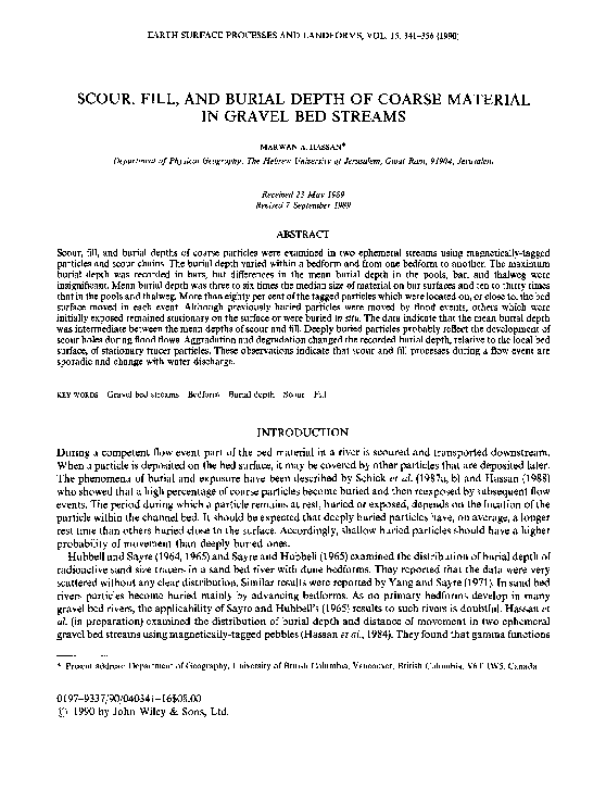 (PDF) Scour, fill, and burial depth of coarse material in gravel bed ...