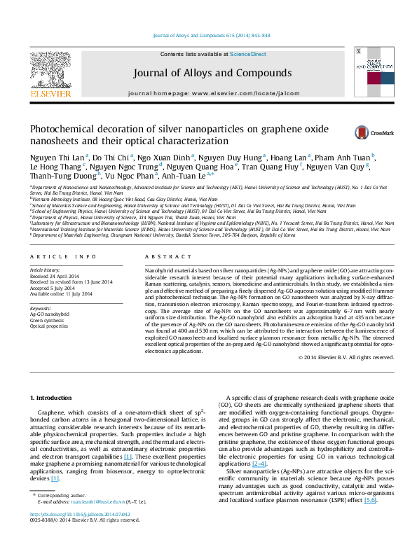 (PDF) Photochemical decoration of silver nanoparticles on graphene ...