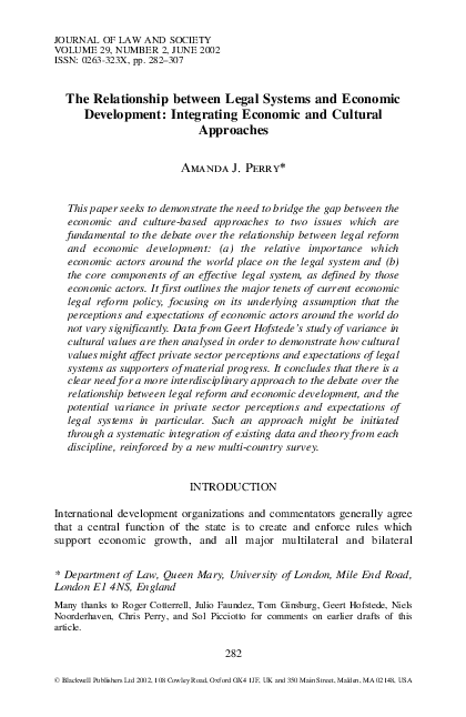 (PDF) The Relationship between Legal Systems and Economic Development ...