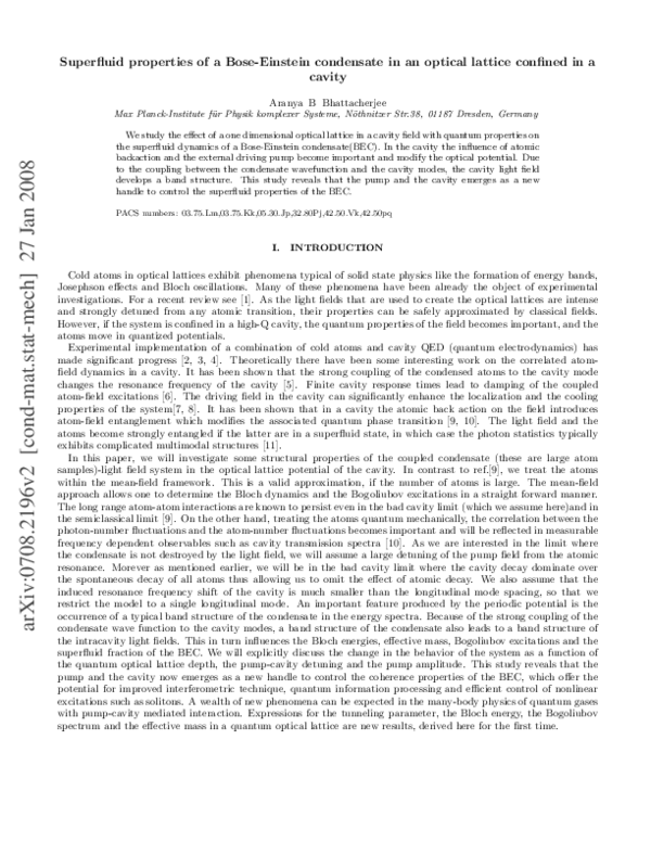 (PDF) Superfluid properties of a Bose–Einstein condensate in an optical ...