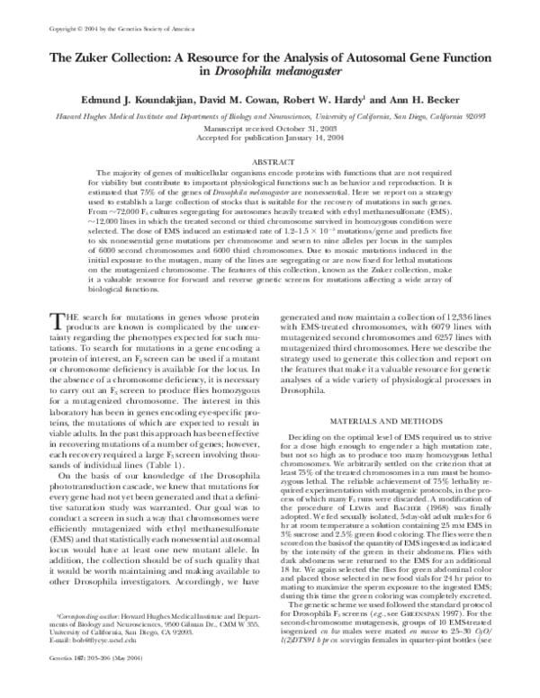 (PDF) The Zuker Collection: A Resource for the Analysis of Autosomal ...