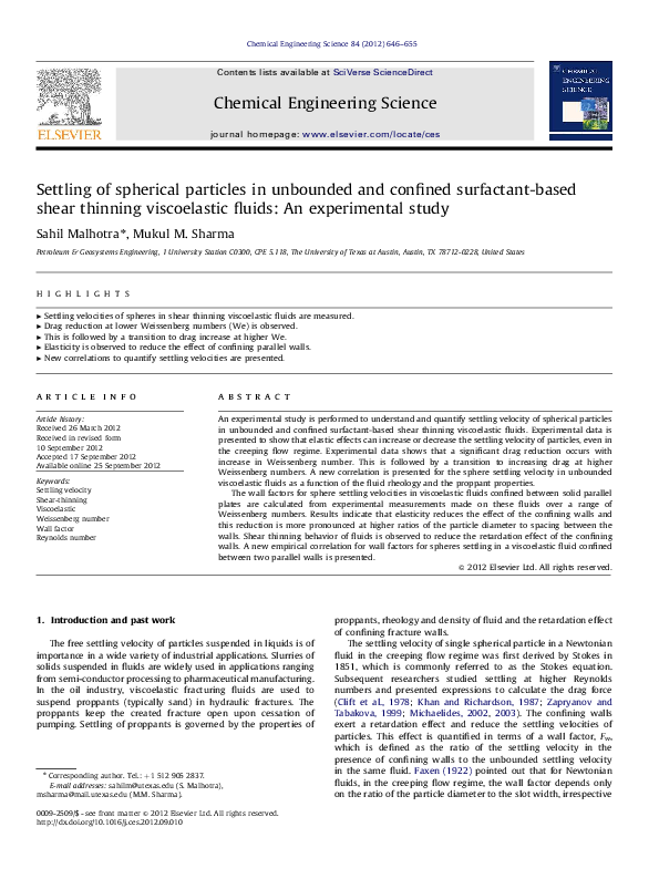 (PDF) Settling of spherical particles in unbounded and confined ...