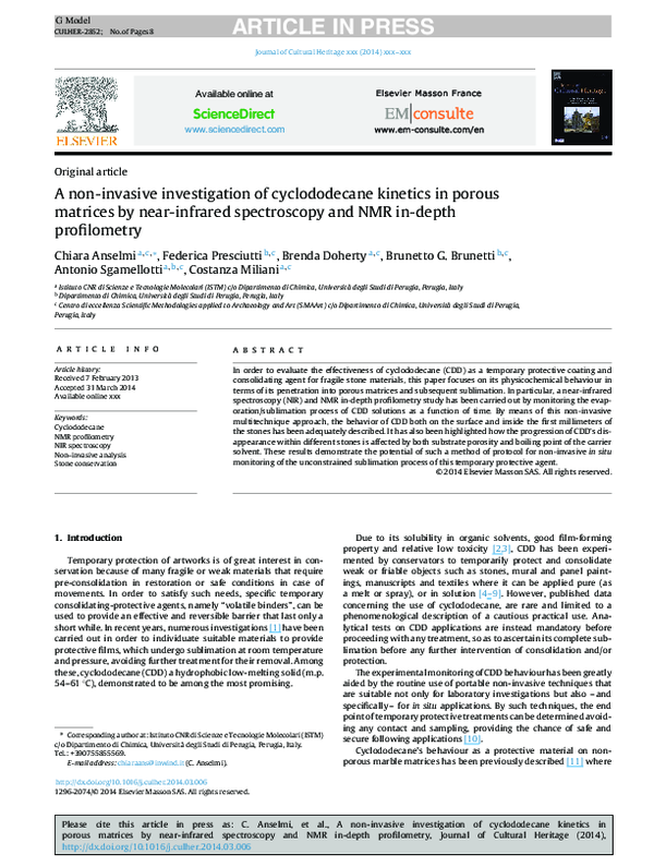 (PDF) A non-invasive investigation of cyclododecane kinetics in porous ...