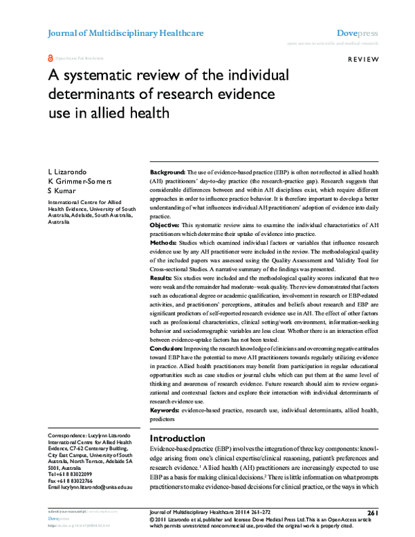 (PDF) A systematic review of the individual determinants of research ...