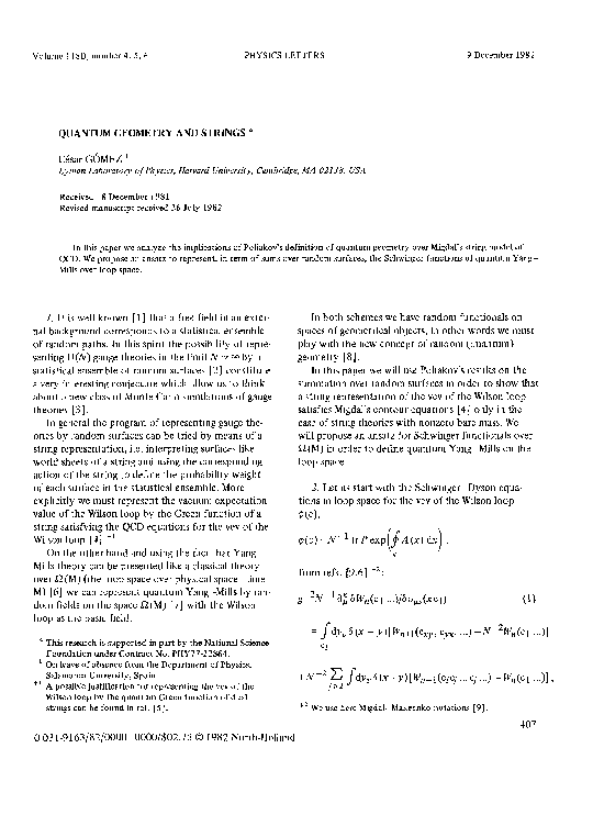 (PDF) Quantum geometry and strings