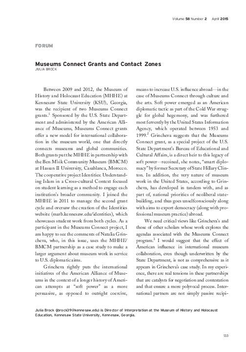 Pdf Museums Connect Grants And Contact Zones